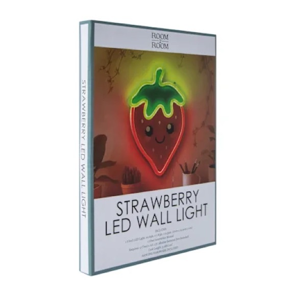 Strawberry Neon Wall Light - Red and Green - Picture 4 of 4